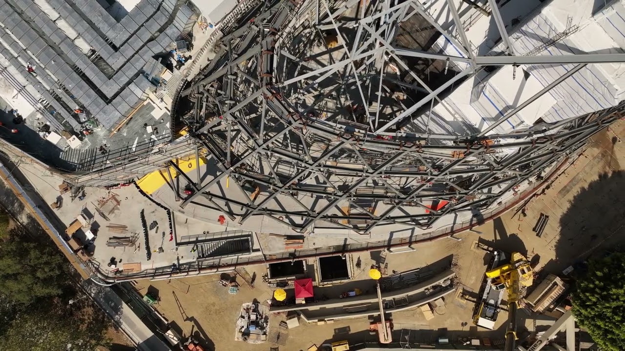 Signed steel beams 'top off' L.A. home for space shuttle Endeavour