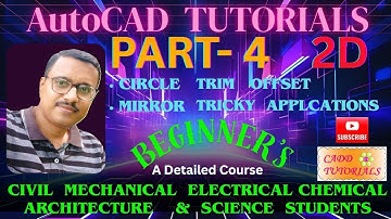 AutoCAD Tutorial 2D _ Part 4_ CIRCLE, MIRROR, OFFSET, TRIM _অটোক্যাড টিউটোরিয়াল  2D ড্রয়িং কমান্ড