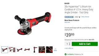 Details about / Bauer Grinder 20v New TOOL ONLY Free Shipping To Lower 48