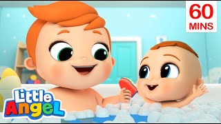 Bubble Bath Song + 60 minutes of Little Angel | Preschool Learning Songs &amp; Nursery Rhymes
