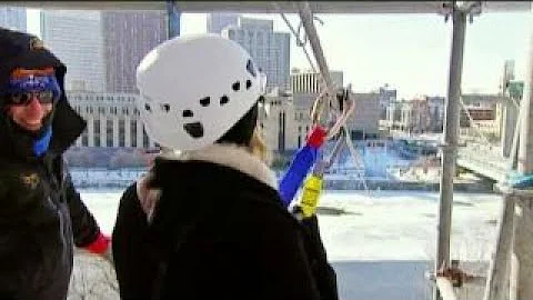 Super Bowl zip-line across the Mississippi River