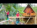 TIME LAPSE: Build New Log Cabin from Old Wooden House Replace Rotten Bamboo House /Start to Finish