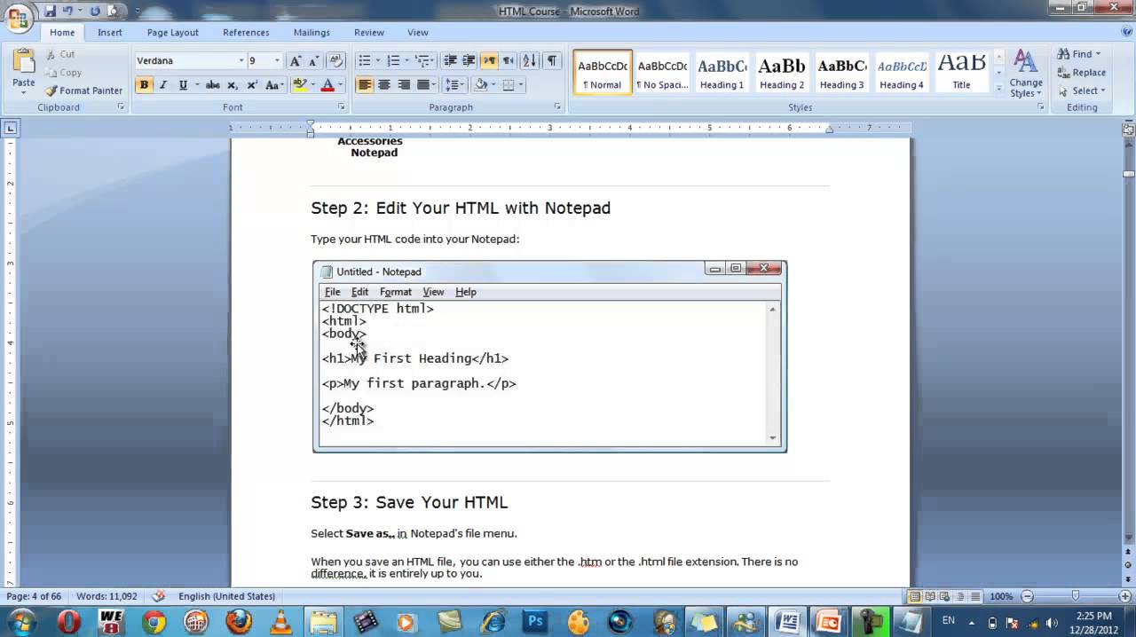 Lesson 03 Writing HTML using Notepad - HTML - Sahalsoftware - YouTube