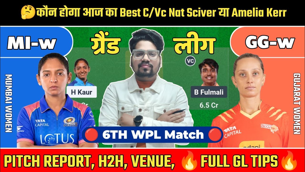 MI W vs GG W 6th Match WPL Fantasy Team Prediction | Women’s Premier League 2026