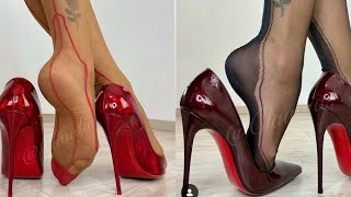 Gorgeous looking stiletto mules high heels sandals 👠|| Best Nylon Stockings in 2026 #heels #trending