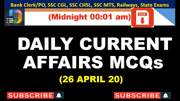 26 April 2020 Current Affairs |Daily Current Affairs Today/ All current and static gk study