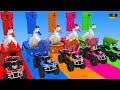 5 Giant Duck Cartoon - kick the ball and change color with Cows, elephants, chickens, tigers, bears!