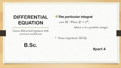 Differential equations| linear DE with constant coefficient |Imp MCQs|#part4| B.sc. 2nd year