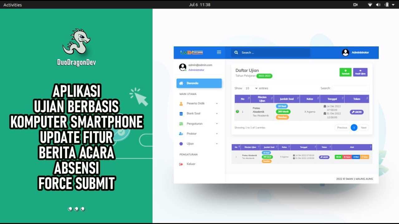 APLIKASI UJIAN CBT BERBASIS KOMPUTER - UPDATE TOMBOL FORCE SUBMIT - REVIEW AUMadrasah