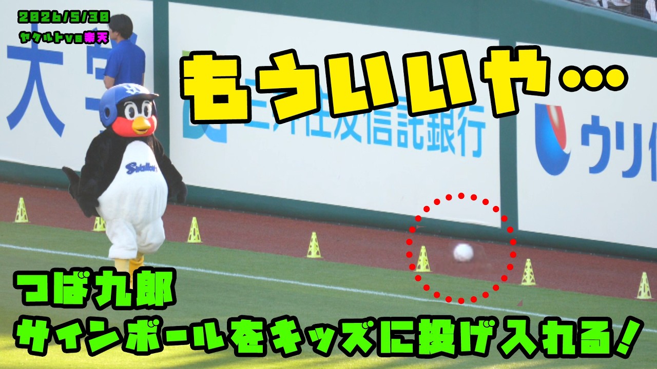 つば九郎 サインボールをキッズに投げ入れる！！ 2026/5/30 vs楽天