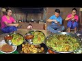 Chicken biryani recipe with curry and achar cooking in darjeeling village