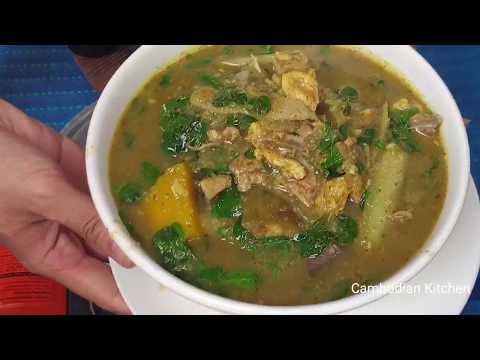 Cambodian Traditional Food - Chicken Soup With Mix Fresh Vegetables - Samloar Korkou