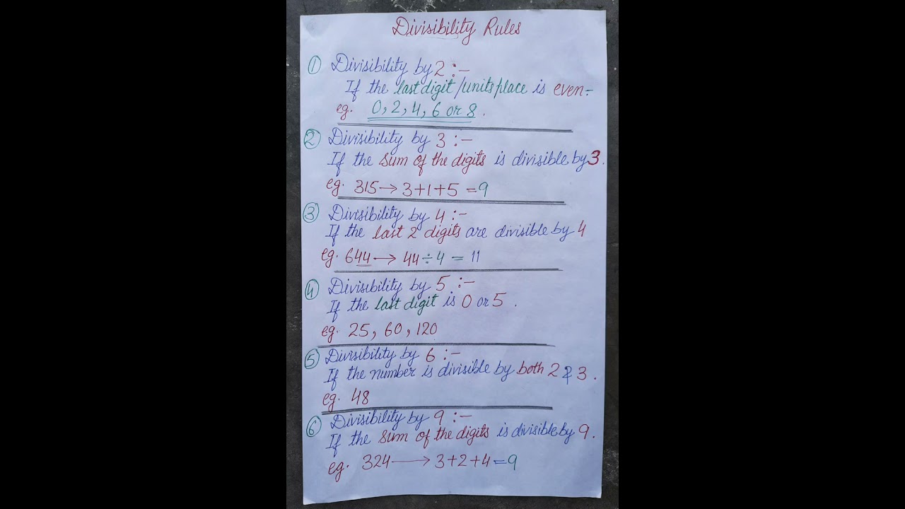 Divisibility Rules L Mathematics