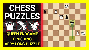 Chess Puzzles to Practice. Themes: Queen endgame, Crushing, Very long puzzle. Learn Chess