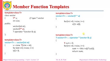 Unit 6 Lecture 1.5: Member Function Templates