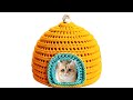 WOW SUPER BEAUTIFUL CROCHET DESIGN CAT HOUSE MAKING IDEA VERY EASY Crochet Cat House Basket 