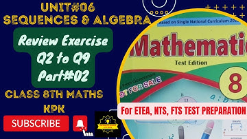 Review Exercise Unit 6 Class 8 Maths| KPK Textbook board part 2