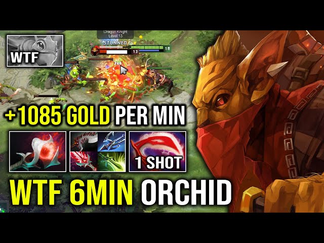 WTF 6Min Orchid 100% Deleted Puck From Mid 1 Shot Invisible Jinada 1085 GPM Mid Bounty Dota 2 class=