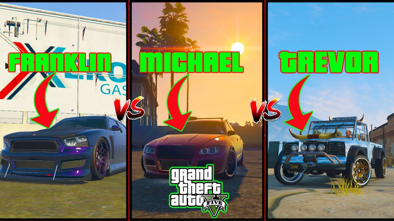 GTA V - Franklin VS Michael VS Travor Car Competition - YouTube