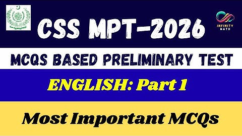 CSS MPT-2026 | MCQs based Preliminary Test | FPSC | English | Part 1