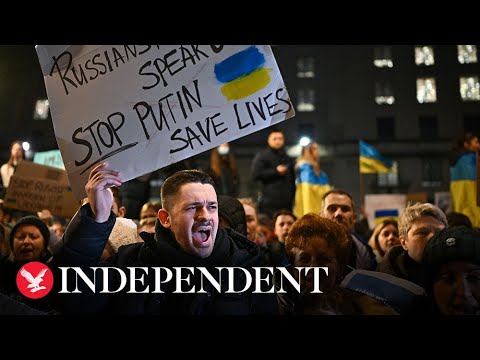 Crowds in UK and Ireland protest over Russian invasion of Ukraine