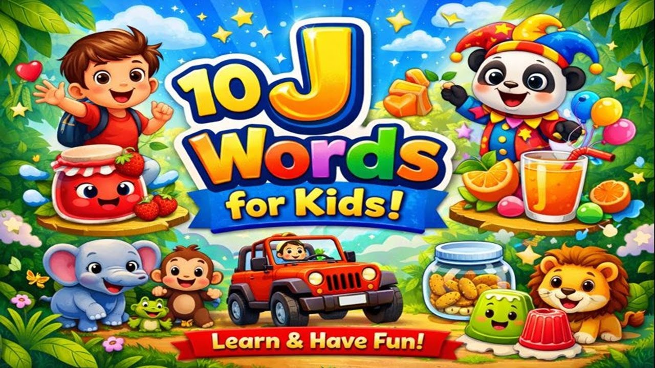 10 J Words for Kids | Learn Letter J with Fun Rhymes | ABC Learning Video