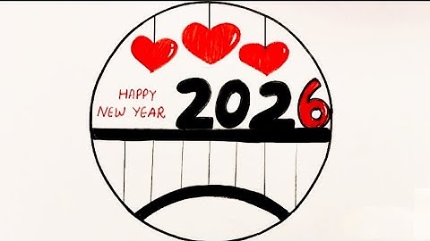 How to draw Happy New Year 2026/Happy New Year drawing 2026/Circle Drawing/Pencil Drawing