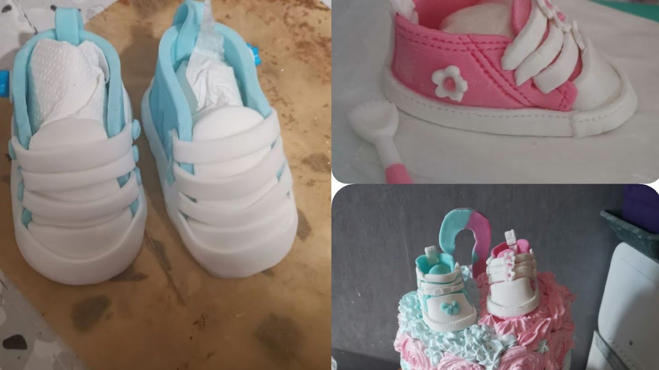 طريقة صنع حذاء رياضي بعجينة السكر/pate a sucre shoes