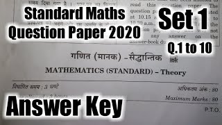 Standard maths class 10 question paper 2020 answer key cbse board a...