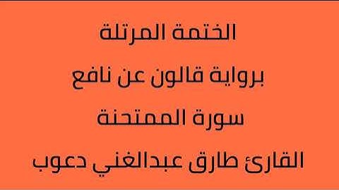 سورة الممتحنة القارئ طارق عبدالغني دعوب برواية قالون عن نافع