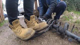 как поменять передние пружины peugeot how to change coil spring peugeot 207 cc