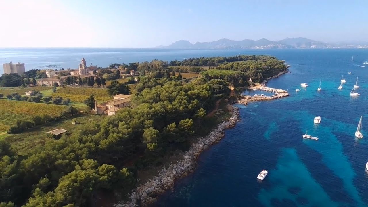 Lerins islands by DRONE...Cannes Côte d'Azur îles de Lérins St Honorat