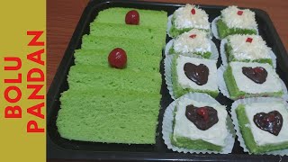 1 RESEP BOLU PANDAN JADI BEBERAPA MODEL CAKE (kue basah, bolu, snack box)