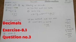 Exercise-8.1 Question no.3-Decimals-6th class/ncert