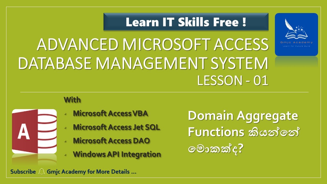 Advanced Access - Lesson 01- Domain Aggregate Functions - YouTube