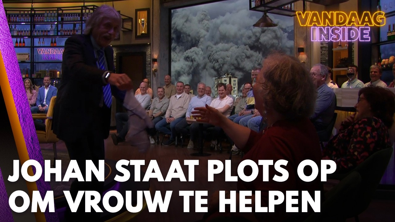 Johan Derksen staat plots op bij Vandaag Inside om vrouw in publiek te helpen | VANDAAG INSIDE
