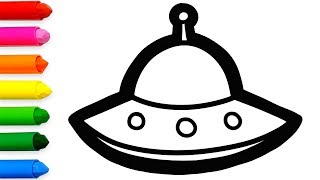 Draw and Coloring for Kids Spaceship - #kidsDoodle