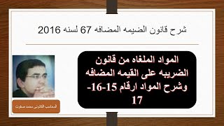 المواد الملغاه فى قانون القيمه المضافه مع بيان حد التسجيل والتعامل مع الشخص غير المقيم