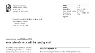 How to understand your CP53 Notice (IRS is sending tax refund by check instead of direct deposit)