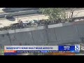 Makeshift home built along side 110 freeway in la