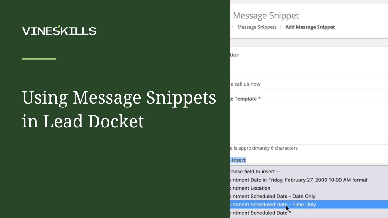 Using Message Snippets in Lead Docket - YouTube