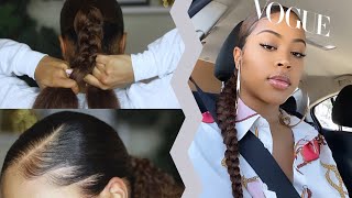 Sleek Low Braided Pony on Natural Hair | How I Slick My THICK, CURLY Hair!