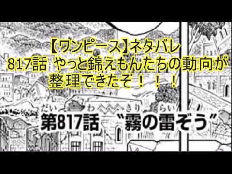 ワンピース ネタバレ 817話 やっと錦えもんたちの動向が整理できたぞ Youtube