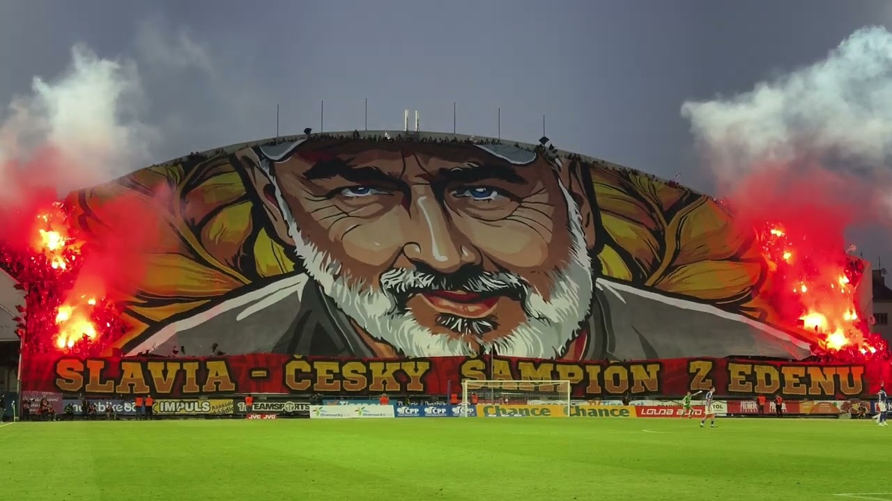 Sigma Olomouc - SLAVIA PRAHA, 26. 04. 2025 mistrovské choreografie, fandění a oslavy