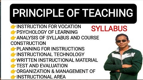 PRINCIPLE OF TEACHING | SYLLABUS | TRAINING METHODOLOGY | PRINCIPLE OF TEACHING FOR CTI, CITS, CTET