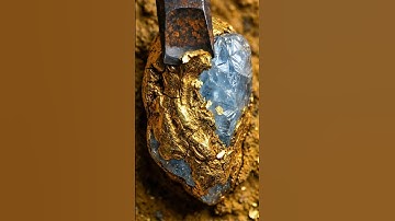 ASMR gold — extracting gold stuck to chalcedony rock using a chisel