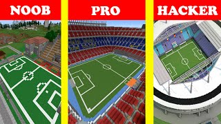 FOOTBALL STADIUM ARENA HOUSE BUILD CHALLENGE - NOOB vs PRO vs HACKER / Minecraft Battle Animation