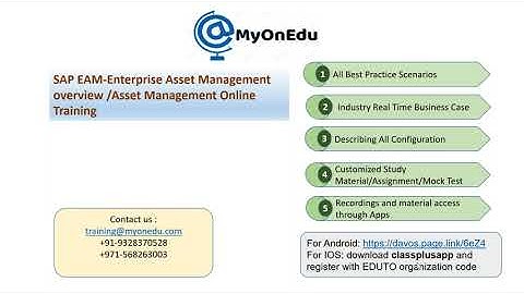 SAP EAM (S4HANA) Training I SAP PM S4HANA Online Training I SAP WCM Online Training I