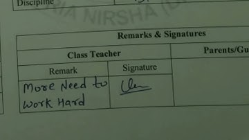 Class 5 - 8 Report card Comments or Remarks | Results S.A - 1