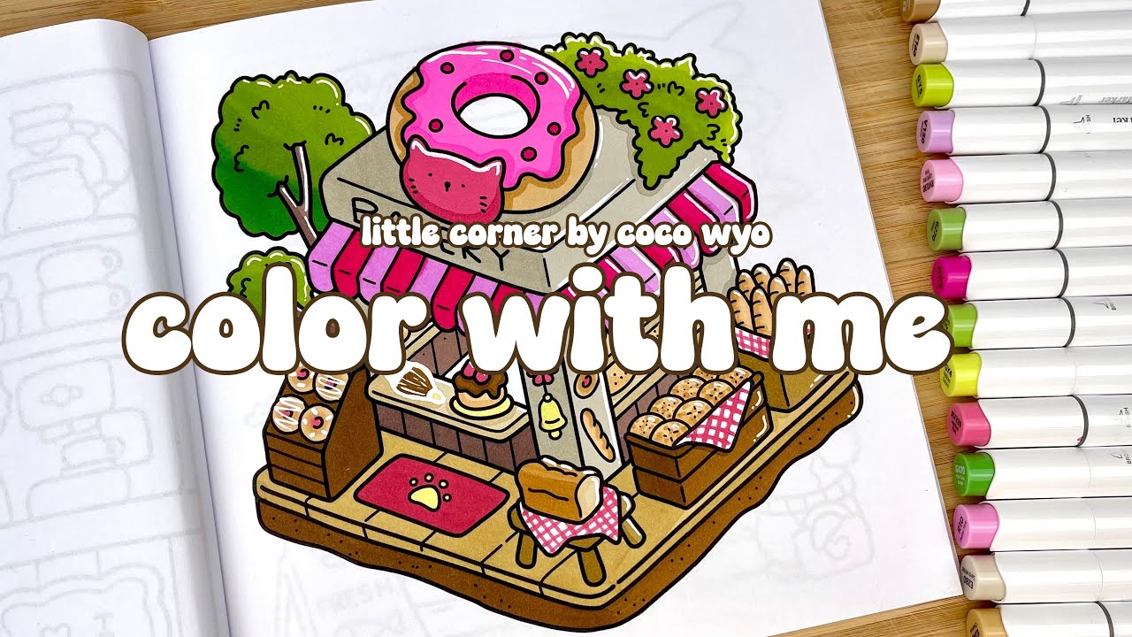 Color With Me (ASMR) 'Little Corner' By Coco Wyo | Ohuhu Markers | No Talking Satisfying Sounds